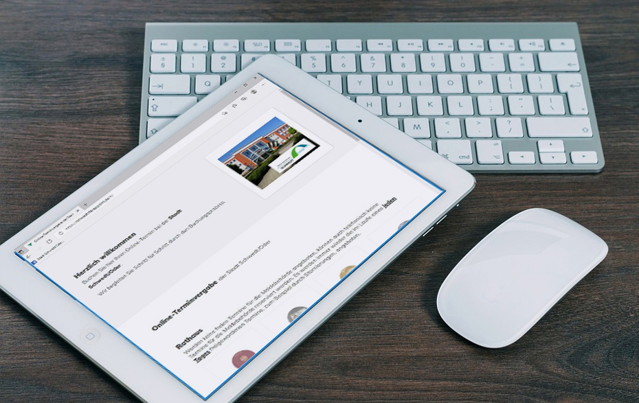 Foto: Tablet mit der Ansicht der Online-Terminvergabe Foto: Tablet mit der Ansicht der Online-Terminvergabe