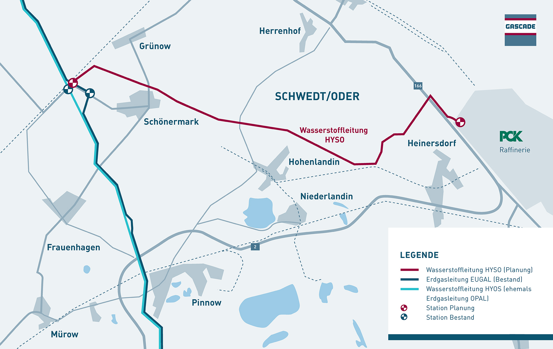 Karte in Blautönen vom Schwedter Gebiet mit roter Linie Karte in Blautönen vom Schwedter Gebiet mit roter Linie