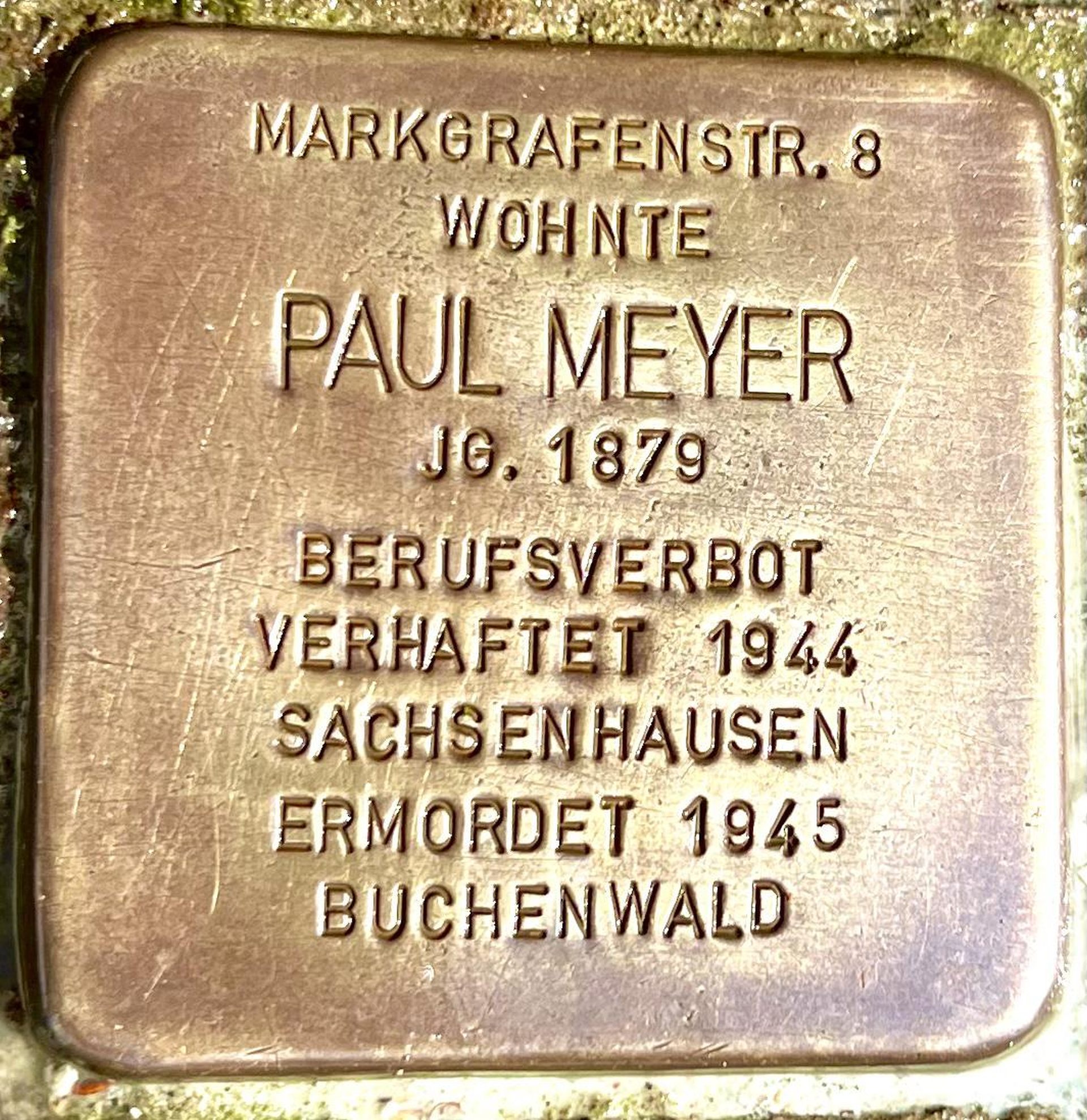Foto: Stolperstein von Meyer Foto: Stolperstein von Meyer