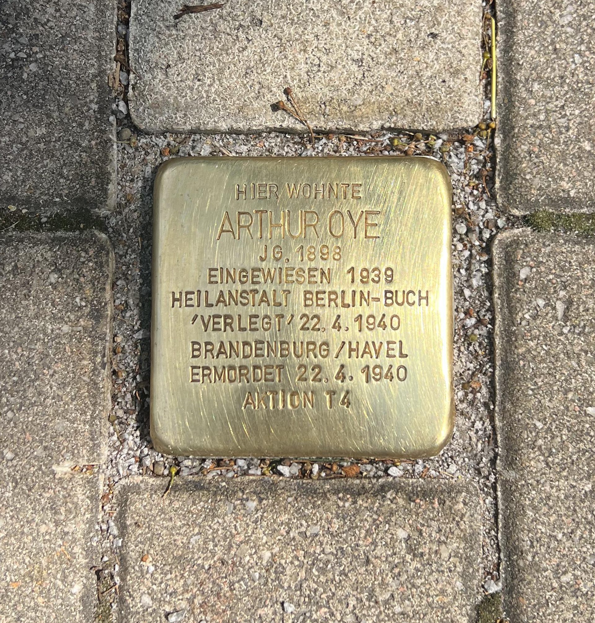Foto: Stolperstein von Oye Foto: Stolperstein von Oye