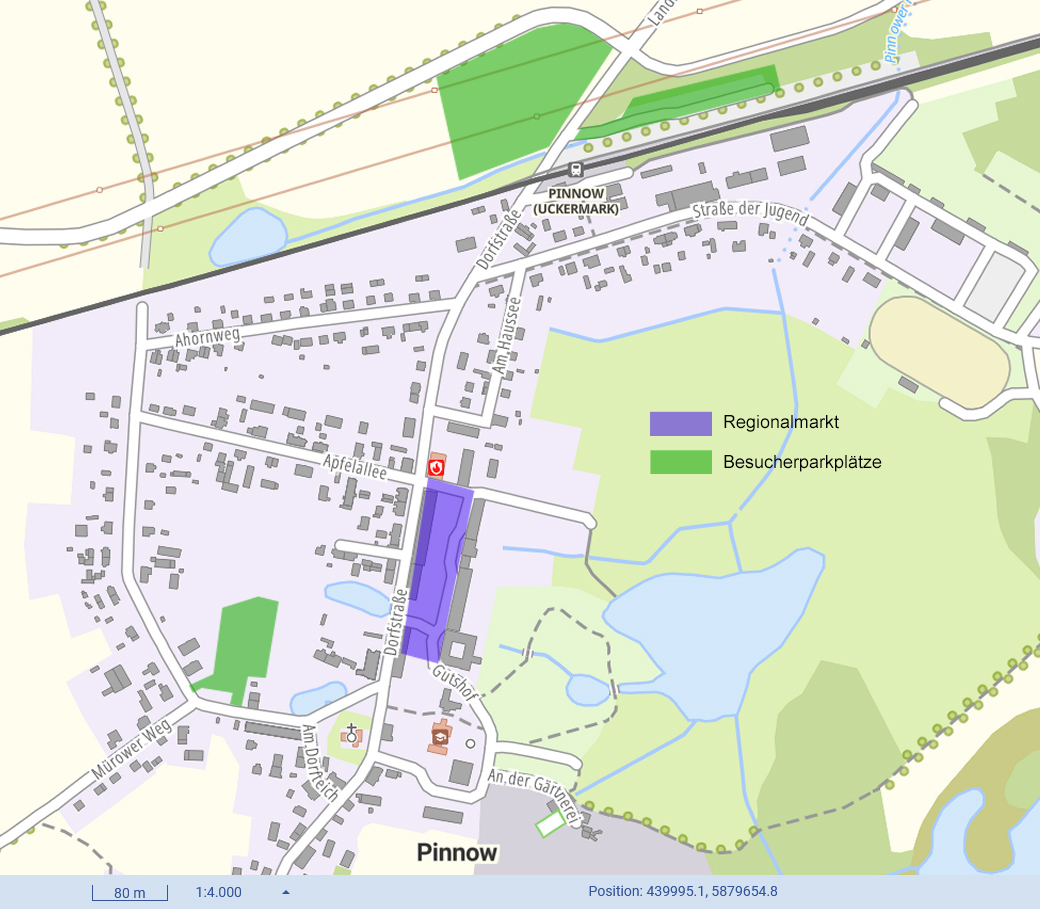Karte mit grün markierten Parkflächen