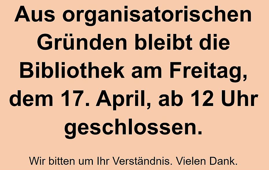 Foto: 17.4.2026 geschlossen
