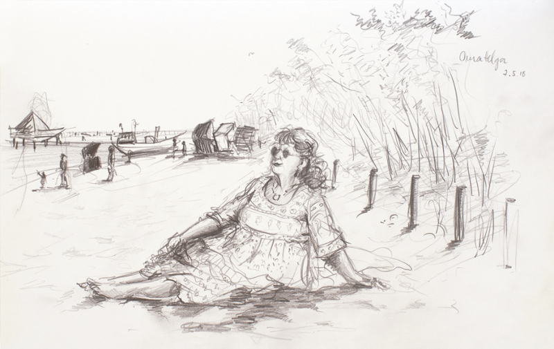 Grafik: Frau am Strand Grafik: Frau am Strand