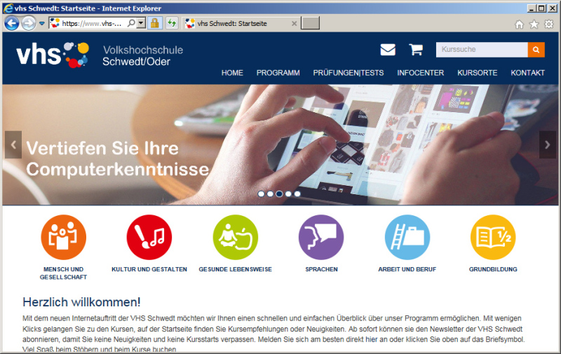 Abbildung der VHS-Startseite Abbildung der VHS-Startseite