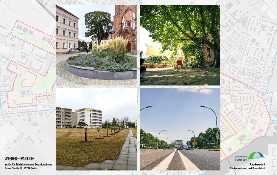 Grafik: 4 quadratische Fotos und 2 Logos auf der Gebietskarte Grafik: 4 quadratische Fotos und 2 Logos auf der Gebietskarte